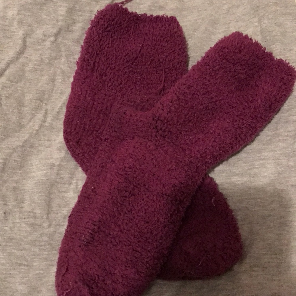 fuzzy socks in purple